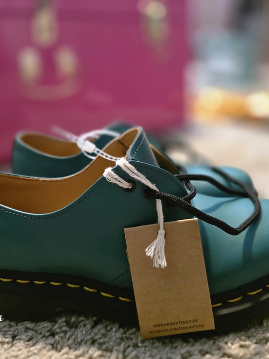 Dr. Martens Shoes - Dr. Martens Teal Leather Lace-Up Shoes